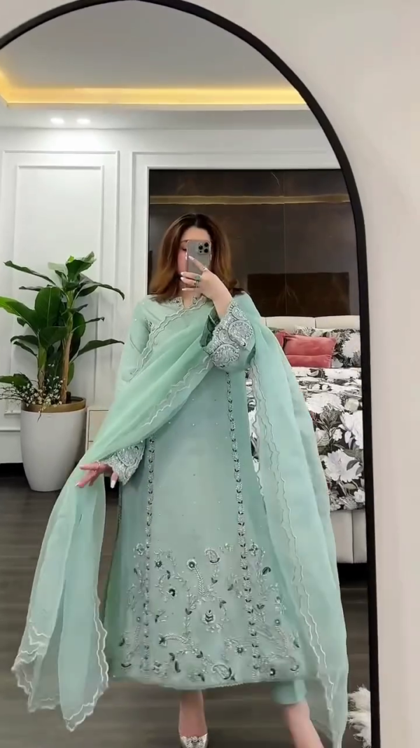 Elegant Blue & Grey Georgette Embroidery Sequence Salwar Suit – A Perfect Blend of Tradition and Glamour - Image 2