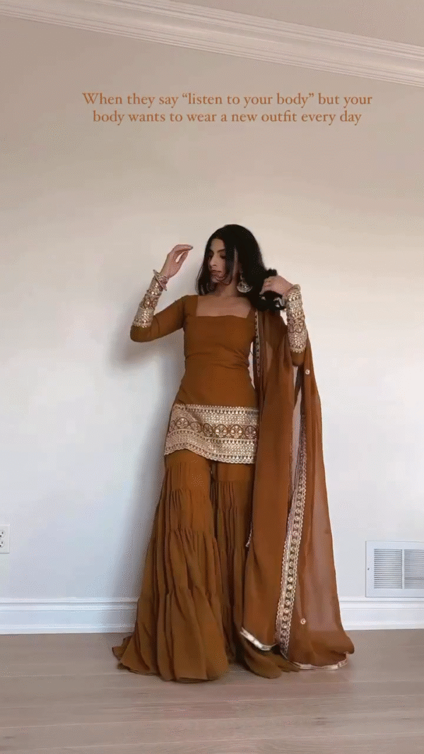 🌼 Golden Grace Sharara Set – The Perfect Blend of Royal Charm & Modern Chic ✨ - Image 3