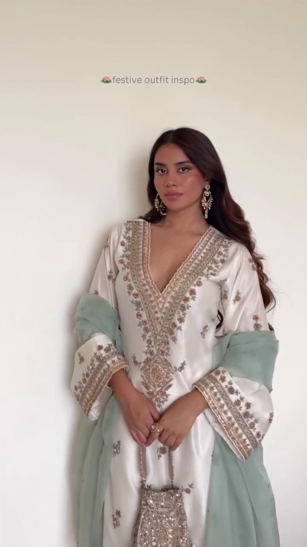 💫 Ivory Royalty Anarkali Set – A Dreamy Ensemble of Grace & Glamour 🌸