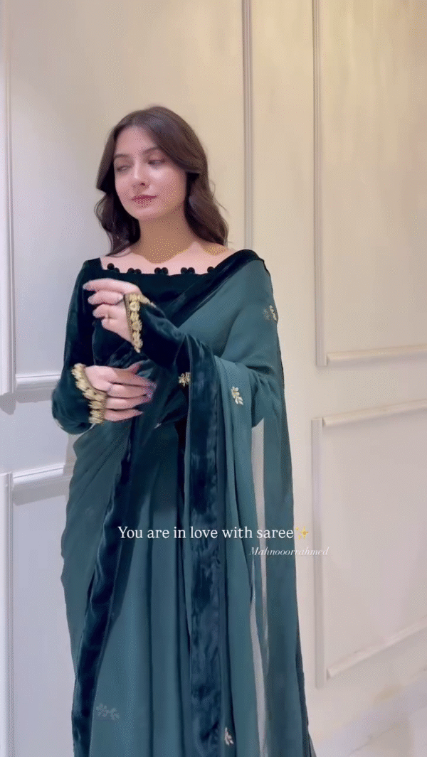 ✨ Enchanting Velvet Elegance Saree ✨ - Image 4
