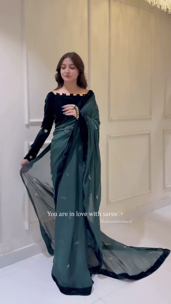 ✨ Enchanting Velvet Elegance Saree ✨ - Image 6