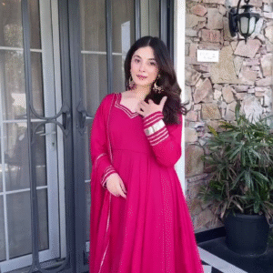 ✨ “Glamour Glow Pink Anarkali Set – Twirl into Timeless Elegance” ✨