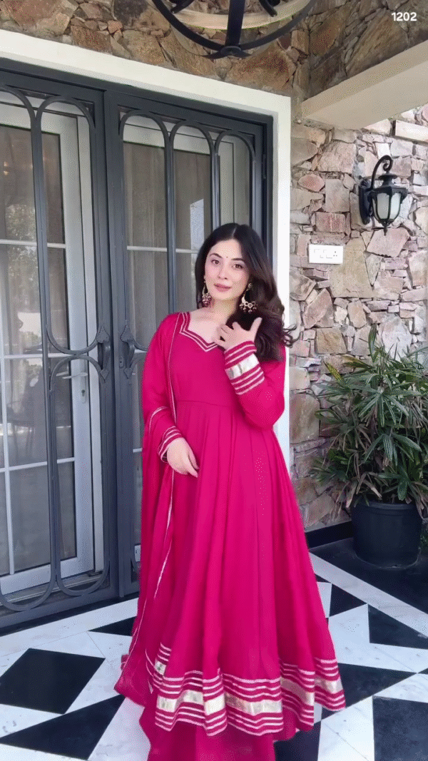 ✨ “Glamour Glow Pink Anarkali Set – Twirl into Timeless Elegance” ✨