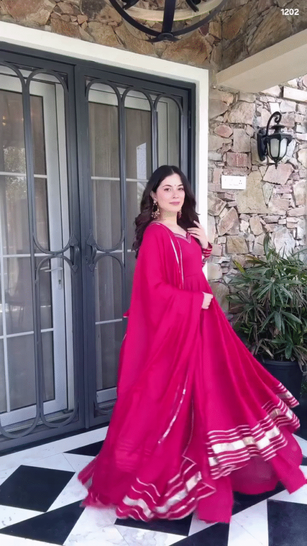 ✨ “Glamour Glow Pink Anarkali Set – Twirl into Timeless Elegance” ✨ - Image 3