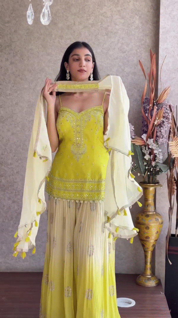 ✨ Sunshine Glow Sharara Set ☀️ | Elegant Festive Ensemble for Radiant You ✨ - Image 4