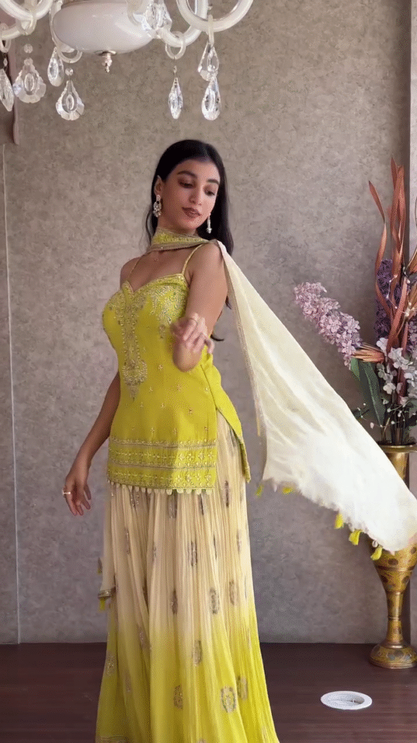 ✨ Sunshine Glow Sharara Set ☀️ | Elegant Festive Ensemble for Radiant You ✨