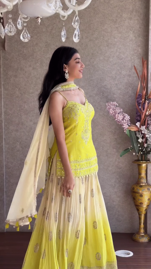 ✨ Sunshine Glow Sharara Set ☀️ | Elegant Festive Ensemble for Radiant You ✨ - Image 6