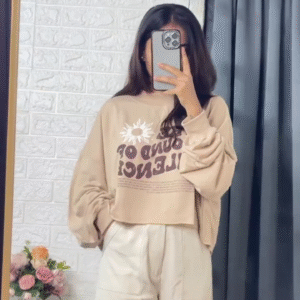 Trendy Graphic Cropped Sweatshirt for Women | Oversized Streetwear (XXS–XXL)