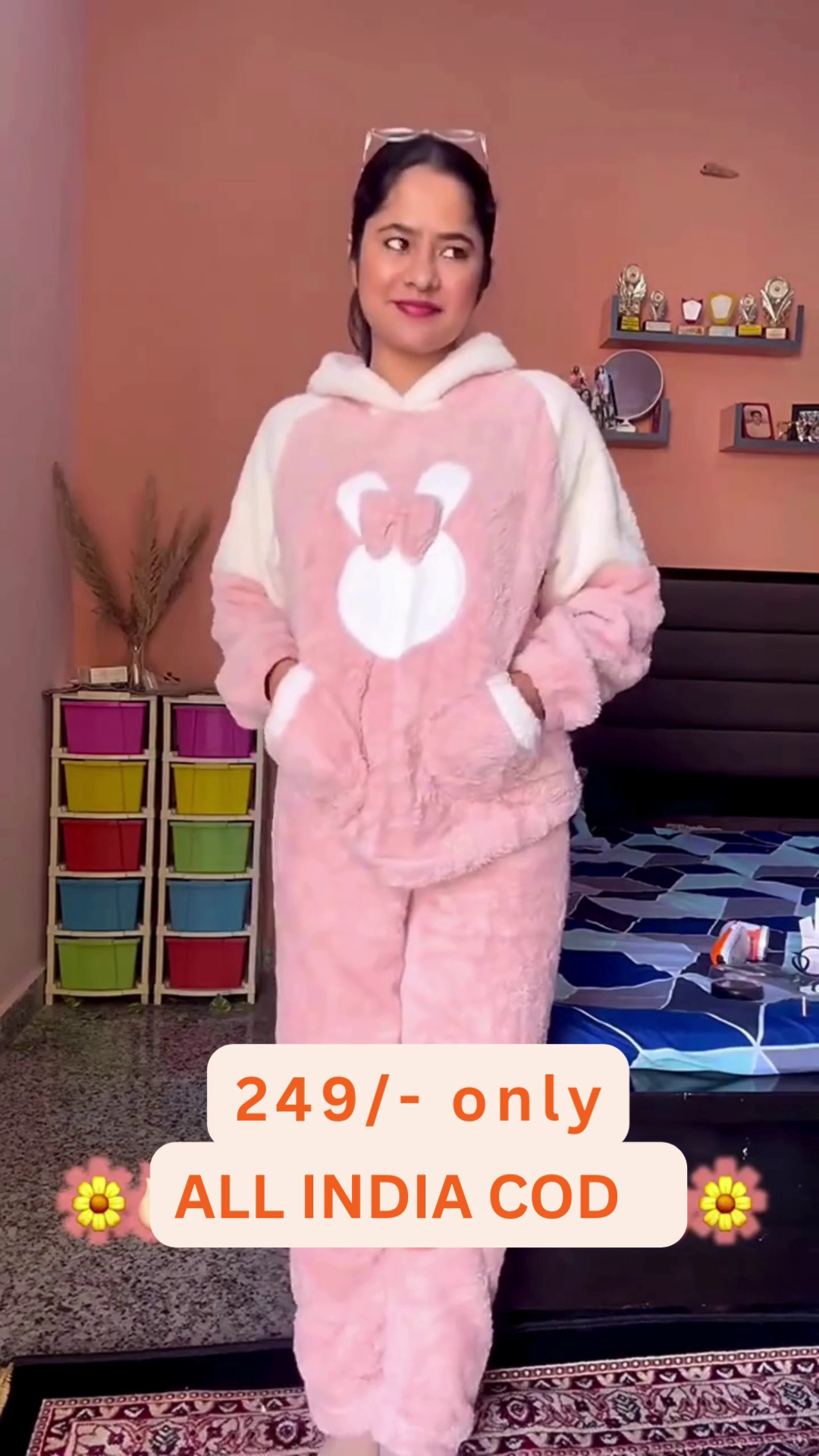 Cute Fuzzy Winter Onesie for Women | Ultra Soft Hooded Nightwear (XXS–XXL)