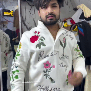 Premium Floral Embroidered Unisex Sweatshirt | Luxury Designer Winter Wear ❄️🌹