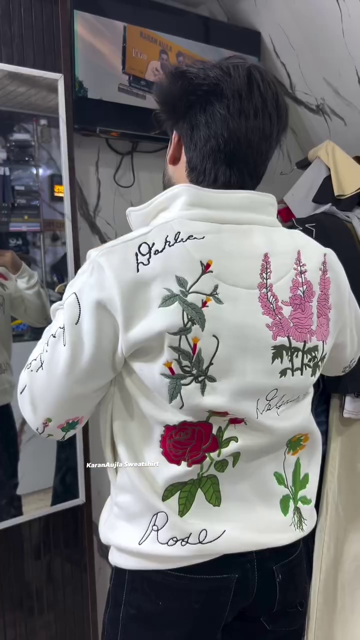 Premium Floral Embroidered Unisex Sweatshirt | Luxury Designer Winter Wear โ๏ธ๐น - Image 3