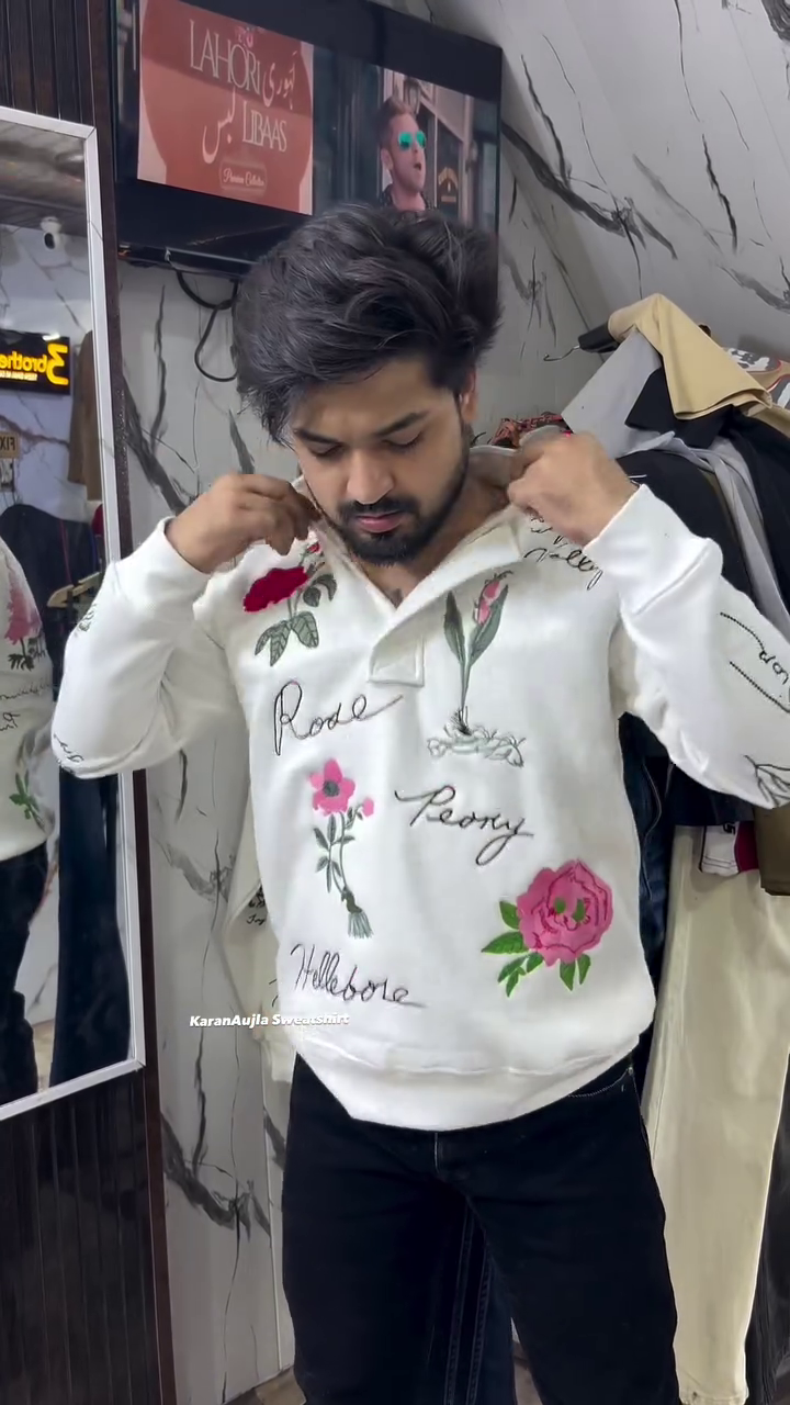 Premium Floral Embroidered Unisex Sweatshirt | Luxury Designer Winter Wear โ๏ธ๐น - Image 6
