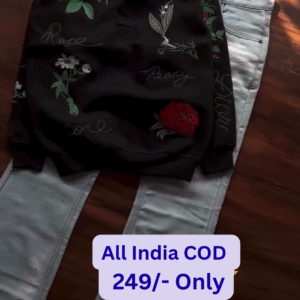 Floral Embroidered Sweatshirt & Jeans Combo 🌸 | Stylish Winter Collection for Men | Trendy Casual Outfit