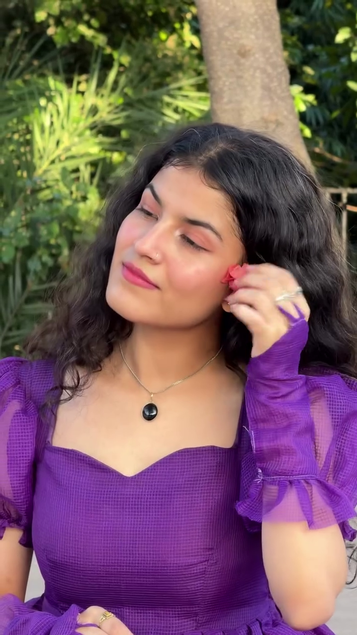 Royal Plum Multi-Layered Ruffle Gown for Women | Premium Flowing Ball Gown with Voluminous Tiers & Puff Sleeves | Elegant Evening & Photoshoot Dress - Image 7