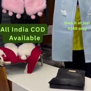 Fur Winter Crop Top & Premium Denim Combo – Luxury Warm Wear Collection