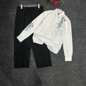 🌹 Urban Bloom Embroidered Shirt & Trouser Co-Ord Set – Premium Style | Multiple Designs & Colors | XXS–XXL 🖤🤍
