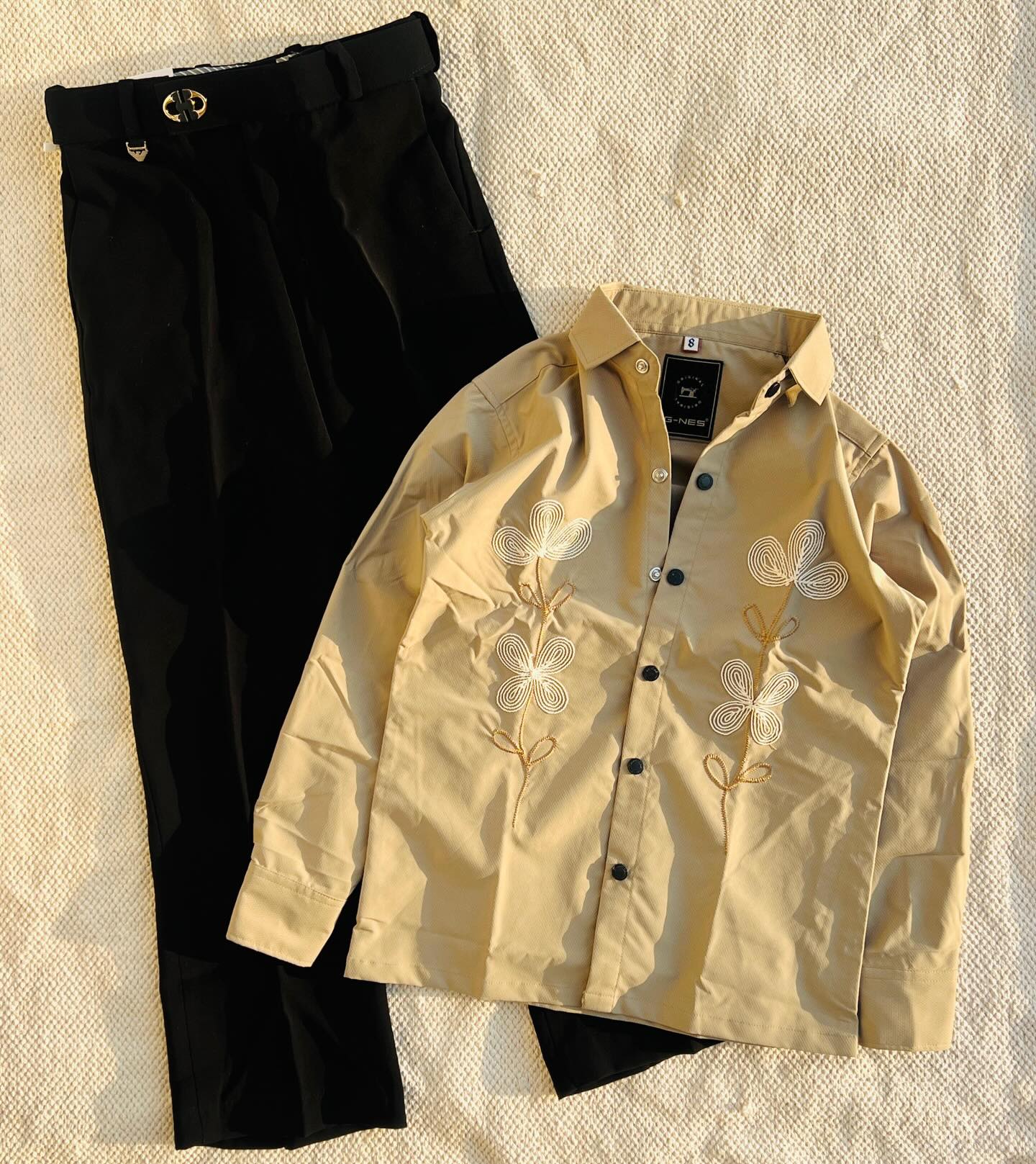 🍷 Majestic Crest Embroidered Shirt & White Denim Co-Ord Set – Premium Statement Wear | Multiple Colors & Designs | XXS–XXL 🤍 - Image 6