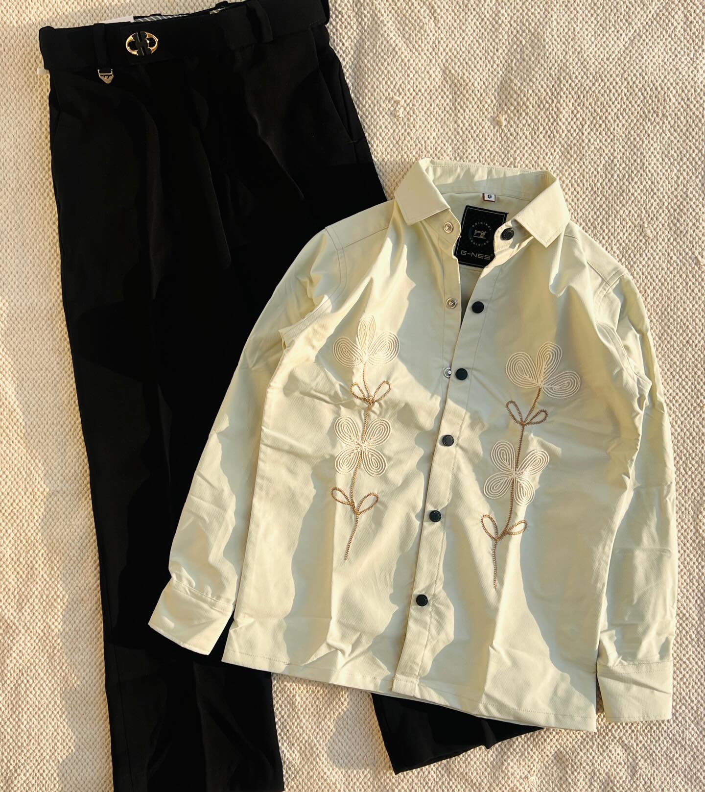 🍷 Majestic Crest Embroidered Shirt & White Denim Co-Ord Set – Premium Statement Wear | Multiple Colors & Designs | XXS–XXL 🤍 - Image 5