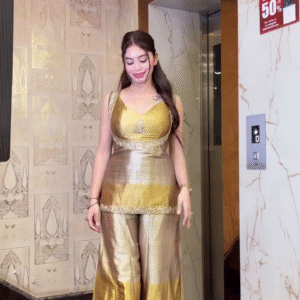 ✨ Golden Palazzo Set – Luxe Shine, Festive Elegance & Effortless Comfort ✨