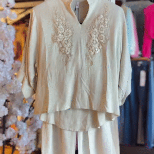 Ivory Bloom Embroidered Coord Set – Soft Elegance, Effortless Grace 🤍🌸