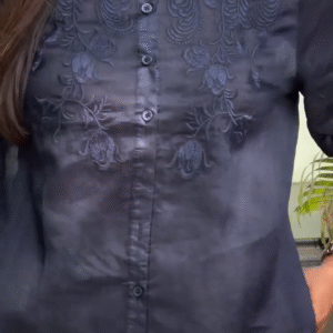 🖤✨ Royal Midnight Embroidered Shirt – Elegant Everyday Luxe (XXS to XXL) ✨🖤