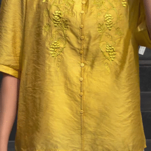 💛✨ Golden Vine Embroidered Shirt – Radiant Elegance Collection (XXS to XXL) ✨💛