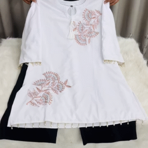 🤍 Grace Bloom Embroidered Co-Ord Set – Elegant Top with Matching Pants | Multiple Designs & Colors | XXS–XXL 🌸
