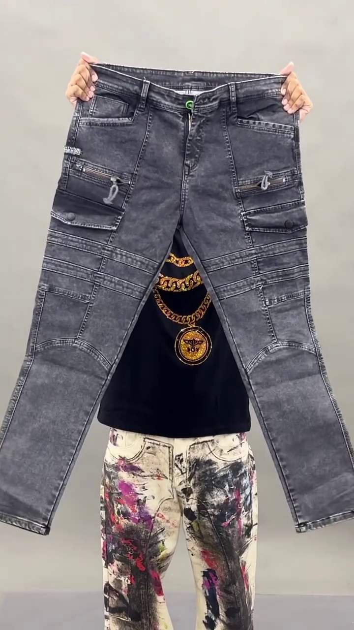 🔥 Urban Edge Grey Cargo Denim Jeans – Multi-Pocket Street Style | Multiple Designs & Washes | XXS–XXL 👖