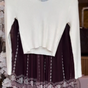 🤍 Ivory Chic Ribbed Top & Printed Midi Skirt Co-Ord Set – Elegant Everyday Glam | Multiple Colors & Designs | XXS–XXL 🍂