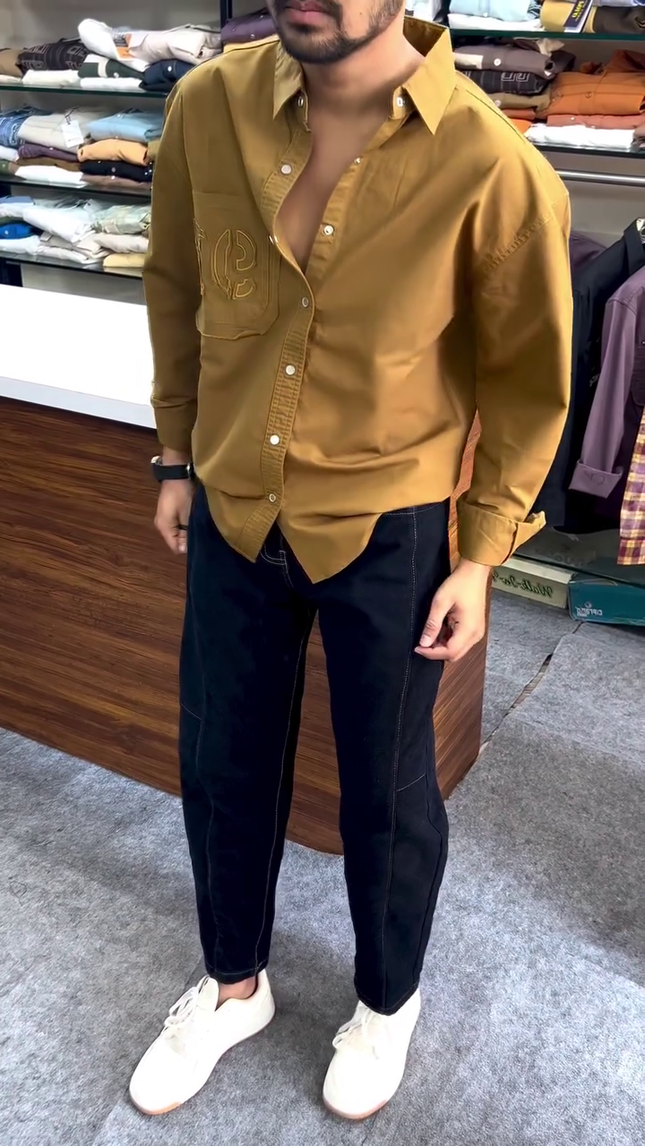 Bold Casual Style: Carrot Orange Cotton Shirt for a Modern Everyday Look - Image 2