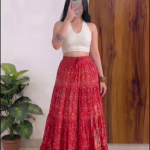 Stylish Boho Red Maxi Skirt for Trendy Casual Looks