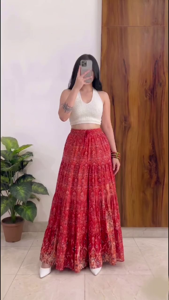 Stylish Boho Red Maxi Skirt for Trendy Casual Looks