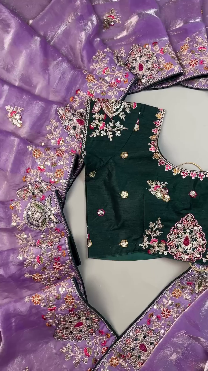 Royal Lavender Saree with Heavy Designer Embroidery