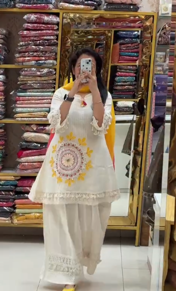 Elegant White Ethnic Suit Set with Yellow Dupatta – Graceful Festive & Everyday Wear for Timeless Style - Image 2