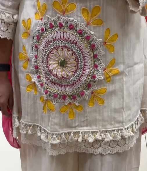 Elegant White Ethnic Suit Set with Yellow Dupatta – Graceful Festive & Everyday Wear for Timeless Style - Image 3