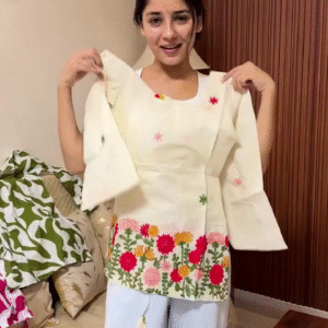 Elegant  Floral Embroidered Kurti Set – Graceful Everyday Ethnic Wear