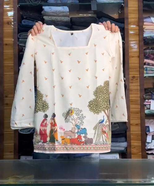 Artistic Elegance: Scenic Printed Kurti for Timeless Ethnic Charm
