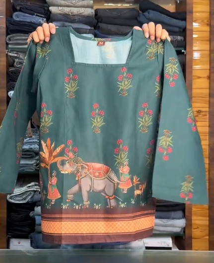 Artistic Elegance: Scenic Printed Kurti for Timeless Ethnic Charm - Image 3