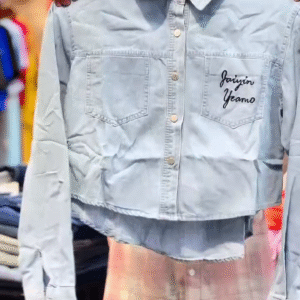 Effortlessly Chic: Light Wash Cropped Denim Shirt for Everyday Style