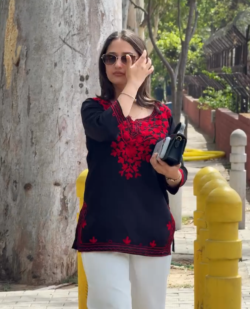🖤 Elegant Black Kurti with Red Embroidery – Classic Style with a Bold Touch ❤️