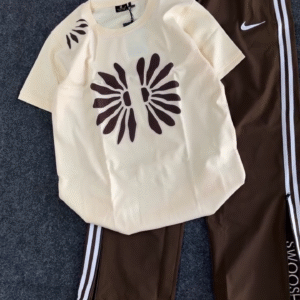 Trendy Athleisure Sets: Graphic Tees & Striped Track Pants