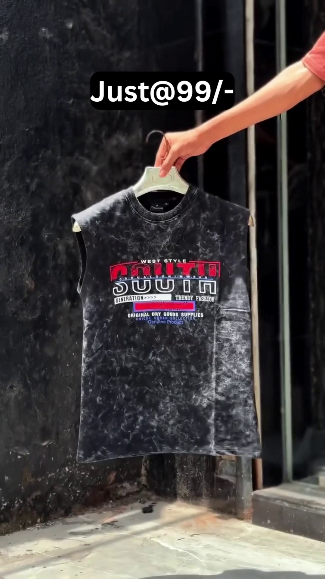 Men's Acid Wash Sleeveless Muscle Fit T-Shirt – Trendy Graphic Printed Casual Gym Wear - Image 3