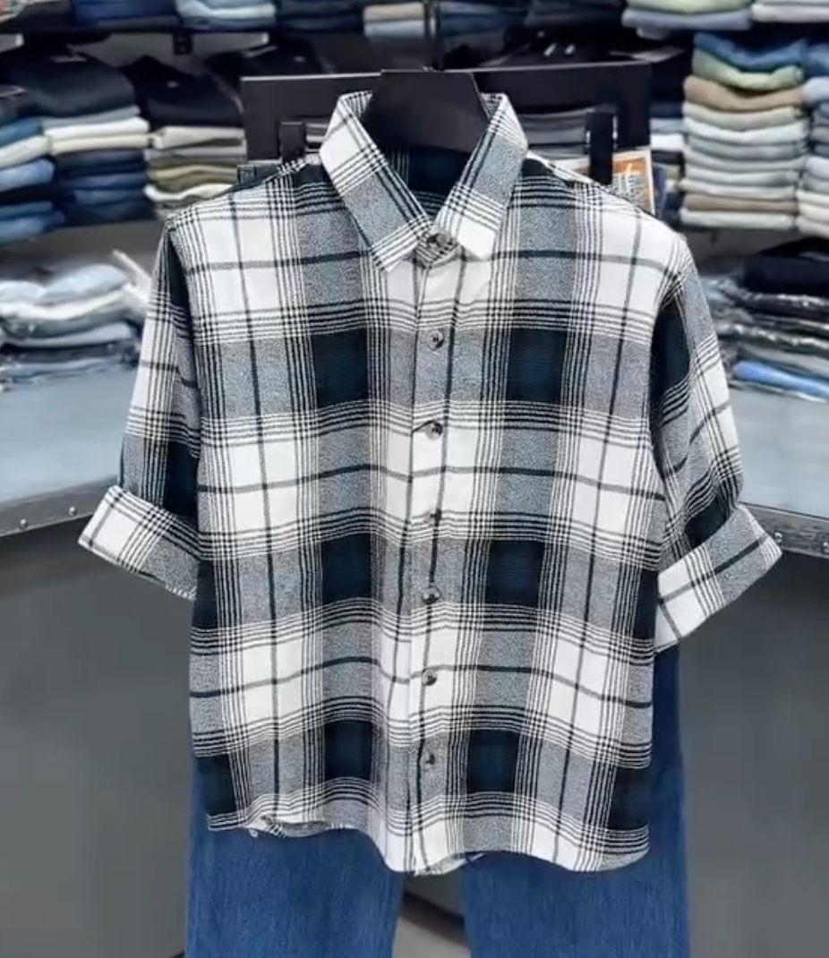 Black & White Checked Shirt with Denim Jeans – Stylish Casual Combo for Everyday Wear