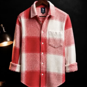 Men's Premium Red & White Buffalo Check Flannel Shirt | Soft Cotton Full Sleeve Casual Wear
