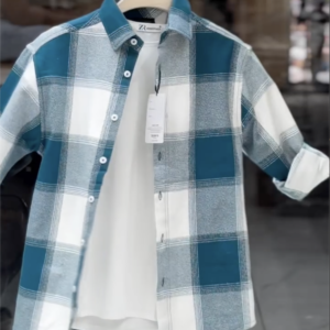 Men's Peach & White Oversized Checkered Casual Shirt | Premium Cotton Full Sleeve Streetwear