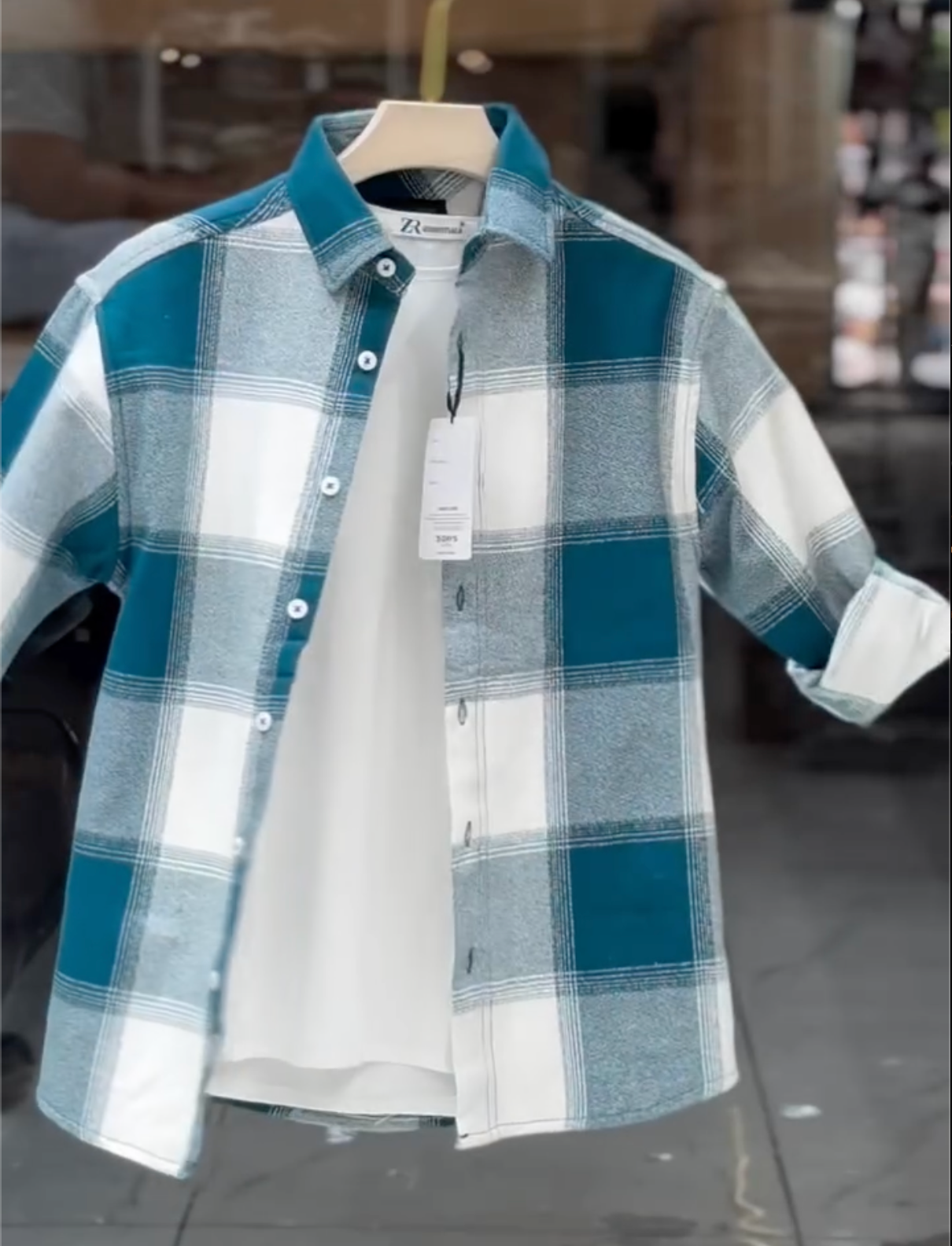 Red & White Checked Overshirt with White T-Shirt – Stylish Layered Casual Outfit - Image 5