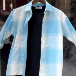 Men's Peach & White Oversized Checkered Casual Shirt | Premium Cotton Full Sleeve Streetwear