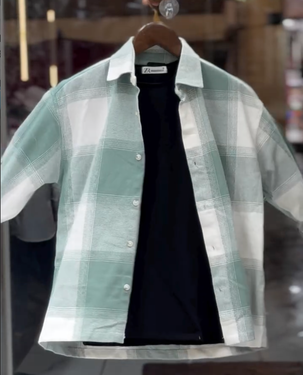 Men's Peach & White Oversized Checkered Casual Shirt | Premium Cotton Full Sleeve Streetwear - Image 6