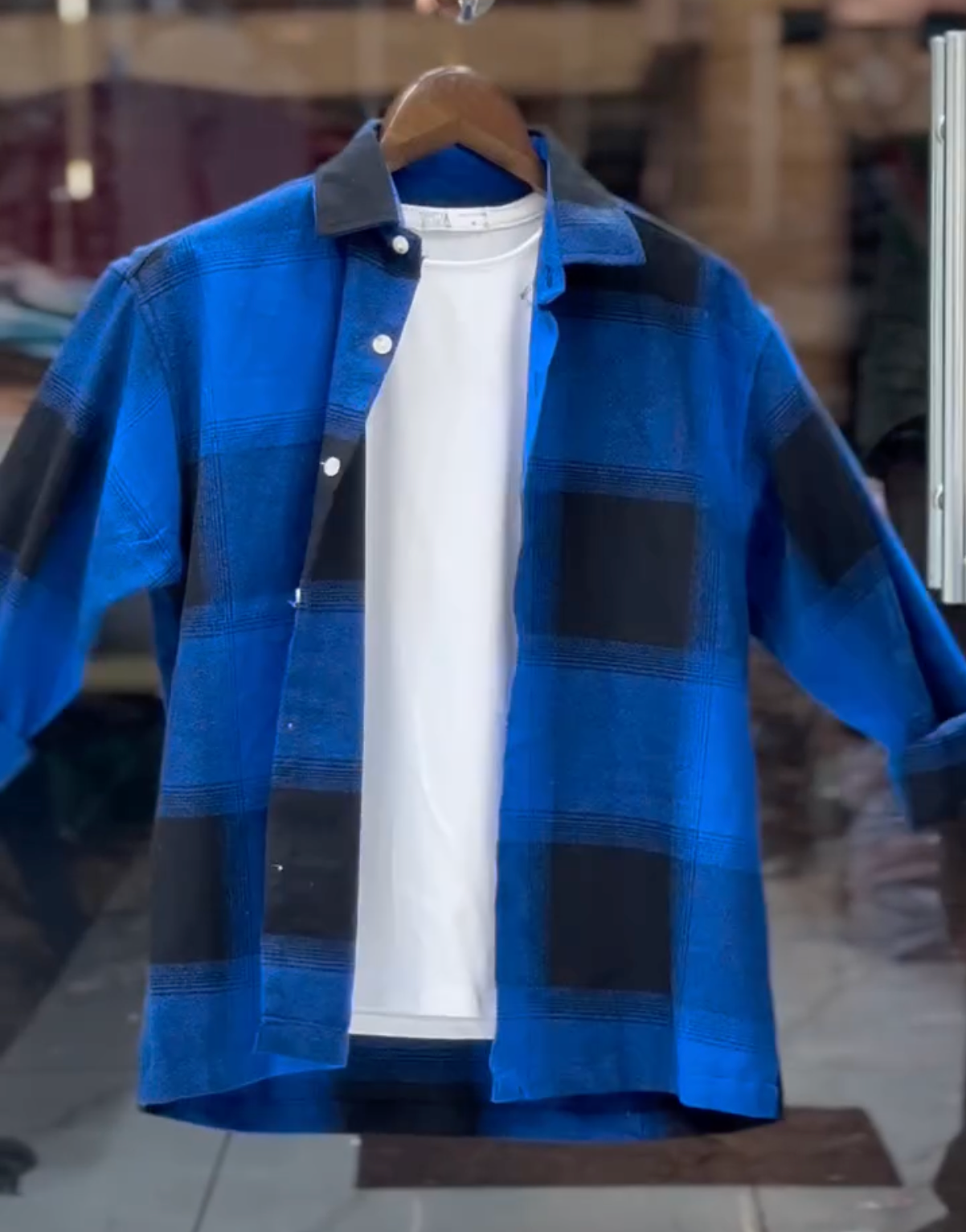 Men's Peach & White Oversized Checkered Casual Shirt | Premium Cotton Full Sleeve Streetwear - Image 3