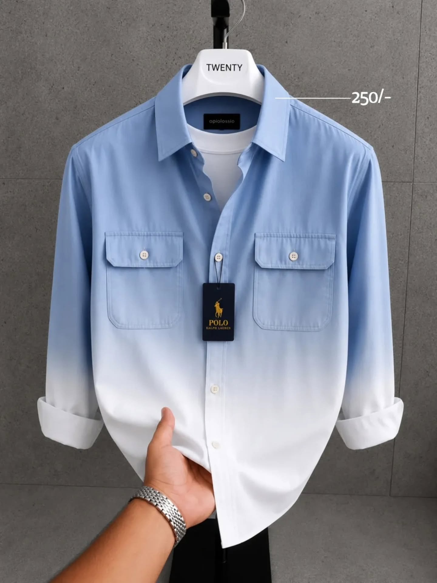 Men's Premium Olive Green Ombre Full Sleeve Cotton Shirt | Stylish Casual Gradient Button-Down Shirt - Image 4